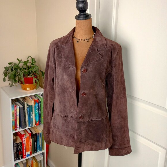 Brandon Thomas Jackets & Blazers - Vintage 90s Chocolate Brown Genuine Suede Leather Jacket Slouchy Equestrian